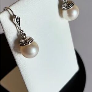 LAGOS Silver and Cream Pearl Earrings